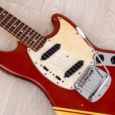 1974 Fender Competition Mustang Vintage Offset Guitar Competition Red w/ Case image 7