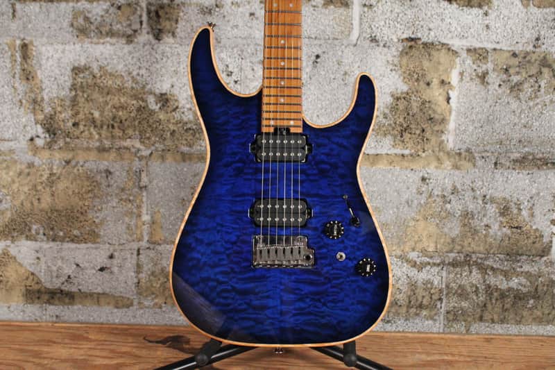 2019 Charvel DK24 Custom Shop USA HH Quilted Maple Blue Burst w/ OHSC & Paperwork image 1