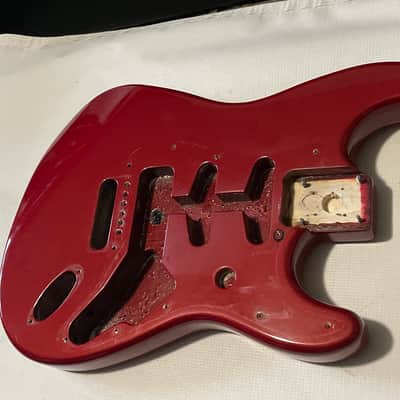 1995 MIM Fender Mexico Candy Apple Red Stratocaster Guitar Body 6 Post Tremolo image 4