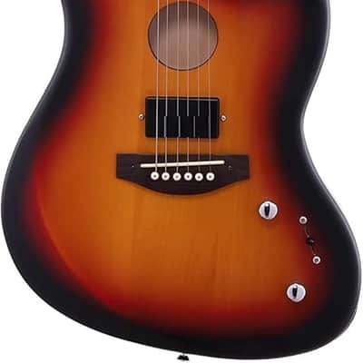 6 String Semi Hollow Electric Acoustic Guitar Sunburst, Right image 1