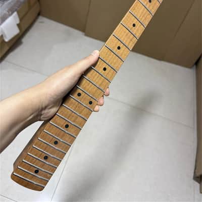 Low price 24 inch short scale Roasted flame Maple Guitar neck 22 fret Parts image 1