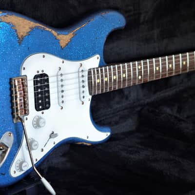American Fender Stratocaster Relic Custom Nitro Blue Sparkle HSS image 8