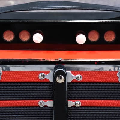 Gagné & Frère 1-Row 2-Bass 10-Treble Button "D" Red & Black Diatonic Accordion w/Case image 6