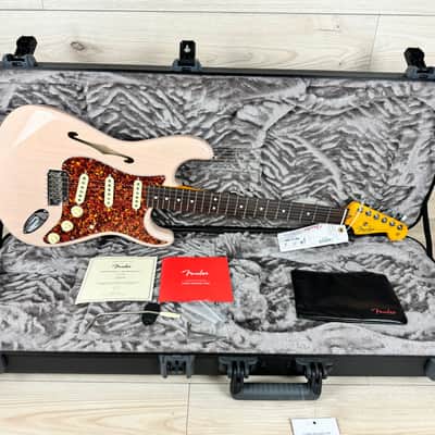 Fender Limited Edition American Professional II Stratocaster Thinline, Transparent Shell Pink image 18