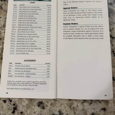 Ovation Price list catalog 1999 collector series Adamas II SMT custom elite celebrity image 12