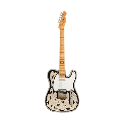 Fender Custom Shop Waylon Jennings BTB ‘54 Telecaster Electric Guitar Masterbuilt by David Brown - Black and White Tooled Leather image 3