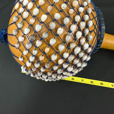 LARGE African AXATSE, Netted Gourd Rattle, Ewe-Style, Shekere, 8"x16", Handmade - NEW image 2