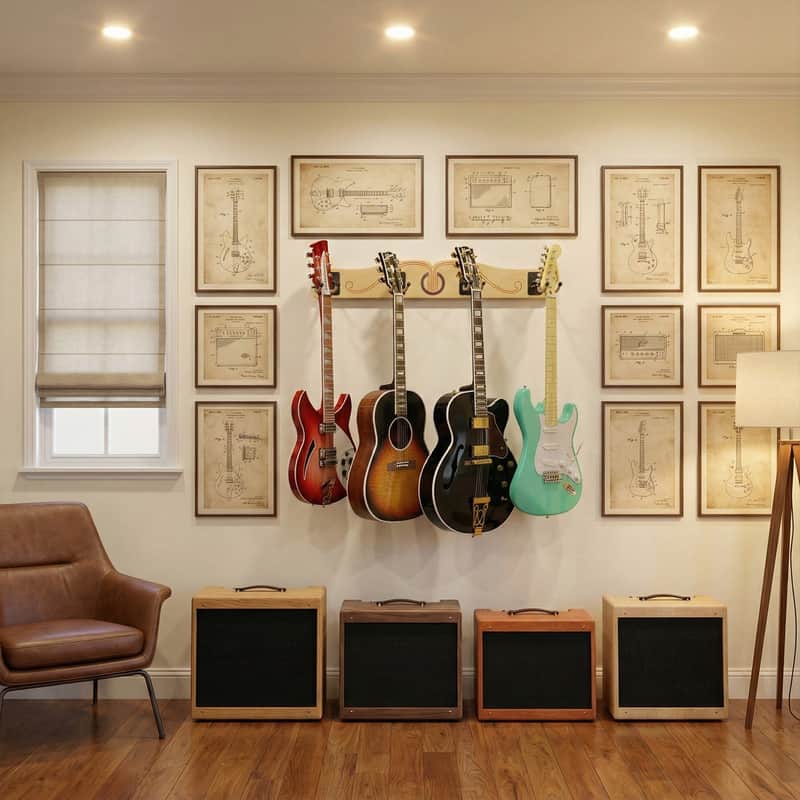 4 Guitar Wall Rack for Acoustics & Electrics - The Pro-File™ | Wall Mounted Multi Hanger | Made in U.S.A. image 1