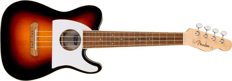 Fender Fullerton Tele Uke Walnut FB White Pickguard 2-Color Sunburst