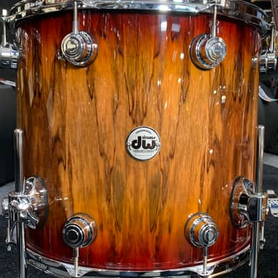 ~WOW!~ DW Collector's Series SSC Maple 4-Piece 10/12/16/22 Drum Kit Set in Rich Red Burst Lacquer over Exotic Tigerwood with Chrome Hardware image 9