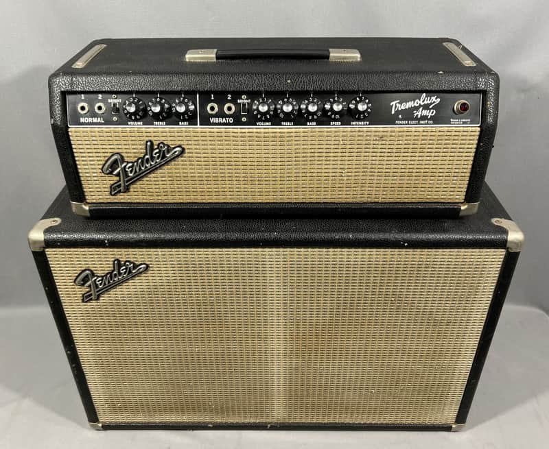 1964 Fender Tremolux 2-Channel 35-Watt 2x10" Piggyback Guitar Amp image 1