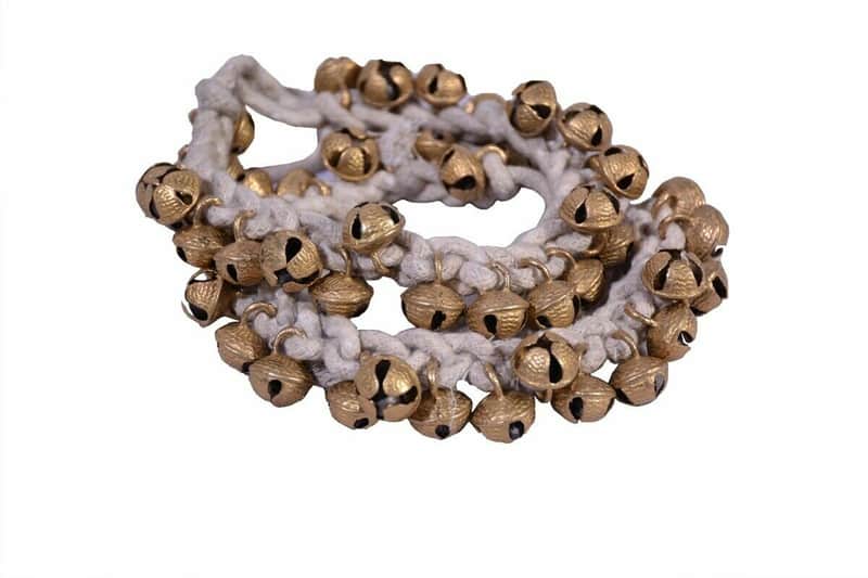 Handmade Ghungroo India Cotton String 1.6cm White Bell Pair Kathak Ghungru Bells Dancing Bells Anklets Indian image 1