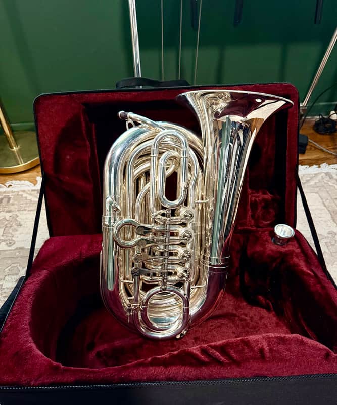 Wessex Mighty Midget TB160 Silver Plated Tornister Travel BBb Pocket Tuba image 1