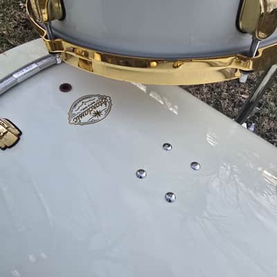 Tama Starclassic Maple MIJ 13,16,22 with matching snare 1990s - Piano White Lacquer /Gold hdwr. image 9