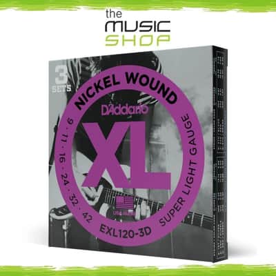 3 Pack, D'Addario XL 9-42 Super Light Electric Guitar Strings - EXL120-3D image 1