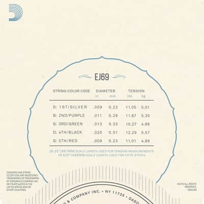 D'Addario EJ69 Phosphor Bronze 5-String Banjo Strings, Light, 9-20 image 3