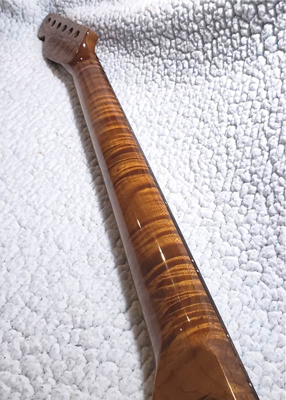 Spectacular USA made,Roasted flame maple neck,Rosewood FB. Killer flame maple head stock.  No fret tangs. Rounded edges. Made for a Tele body #MRT-40P-" You never felt frets like this. image 1