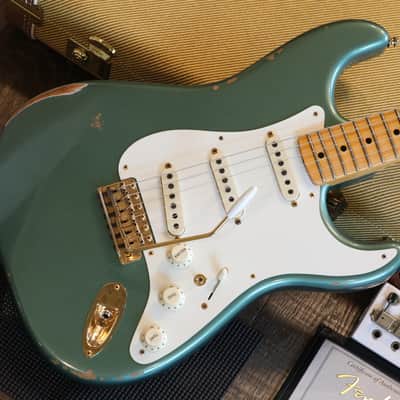 2021 Fender Custom Shop 1956 Reissue Stratocaster Electric Guitar Relic Sherwood Green Metallic + COA OHSC image 2