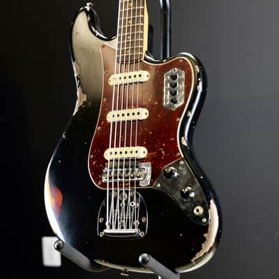 Fender Custom Shop Bass VI Heavy Relic Black // 3 Tone Sunburst image 5