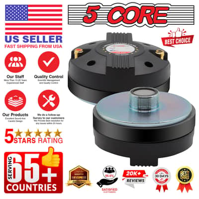 5 CORE Horn Speaker Tweeter Compression Driver 1.75 Inch Titanium Voice Coil 220W Peak 8 Ohm 110 Watts RMS Loud 105dB 18 Oz 110mm Magnet- Screw-on Thr image 13