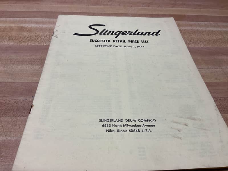 Slingerland 1974 Suggested Retail Price List image 1