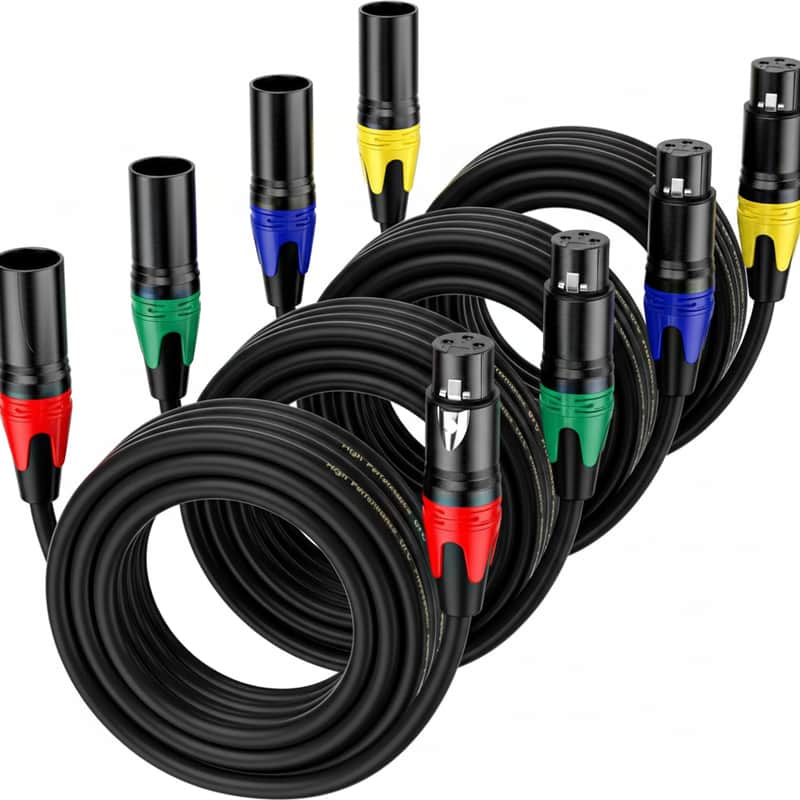 XLR Cables, 35 Feet 4-Pack XLR Male to Female Microphone Cable, 3-Pin Balanced Speaker Cable, Multi-Colored Mic Cord for Mic Mixer, Speaker Systems, Radio Station, Podcast image 1