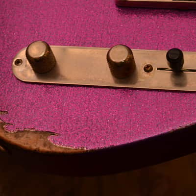 American Fender Custom Telecaster 2017 Magenta Sparkle Heavy Relic Lindy Fralins image 7