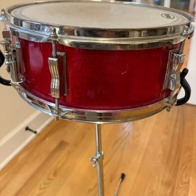 Ludwig Vintage Pioneer 6 lug snare drum 1966 - Red Sparkle image 4