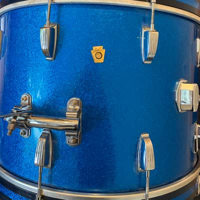 1960s Ludwig Drum Set Blue Sparkle 22/13/16 w/ bonus 14" image 5