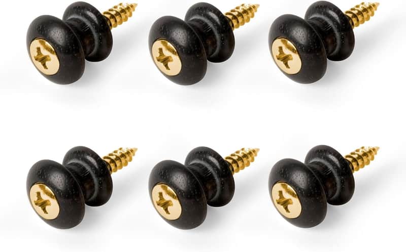 Waverly Guitar Strap Button, Ebony Button, Gold Screw - 6 Pack image 1