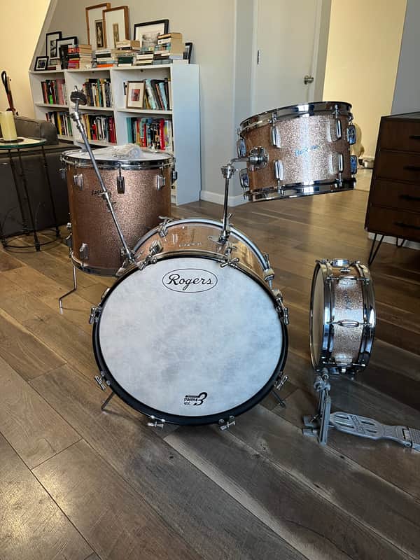 Rogers Covington-era Early 60s Drum Kit/Set - Champagne Sparkle, B&B lugs/Jasper Shells image 1