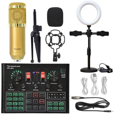 V8s Sound Card Suit Mobile Phone Sound Card Microphone Microphone Bracket Fill Light Sound Card Full Set Of Equipment image 9