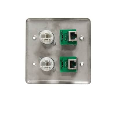 OSP Audio Quad Wall Plate  w/ 2 Tactical RJ45 Ethernet & 2 Powercon Gray B image 2