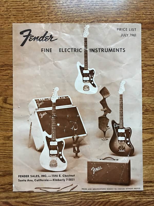 Fender Price List July 1961 Case Candy Catalog Jazzmaster Stratocaster Telecaster image 1