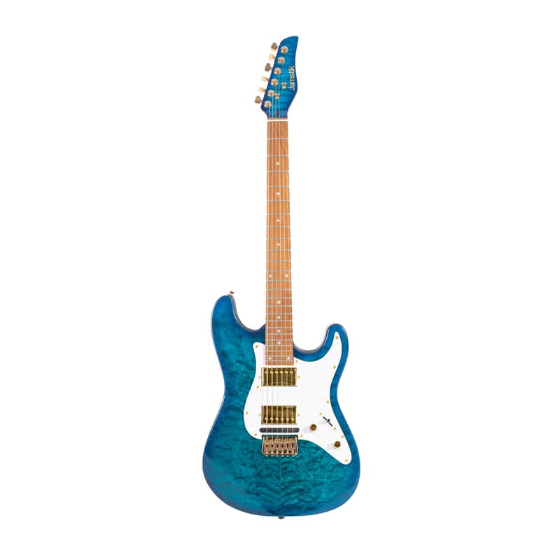 Jamstik Deluxe MIDI Guitar - Blue - B-Stock 2024 - Blue Flamed Maple Veneer with Transparent Finish image 1
