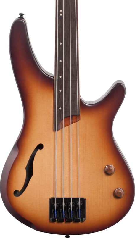 Ibanez SRH500F Bass Workshop Fretless 4-String Bass Guitar, Panga Panga Fingerboard, Natural Browned Burst Flat image 1