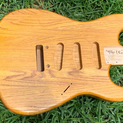 Light Back Routed Swamp Ash 1" Wood Strips Strat (Woodtech, USA) in Golden Amber Truoil Finish image 1