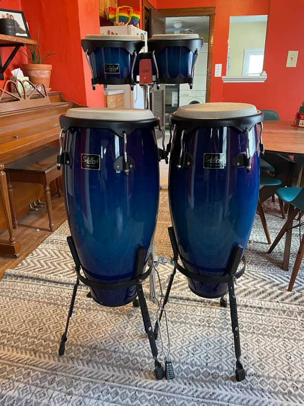 Schalloch Percussion Conga & Bongo Set Blue Burst image 1