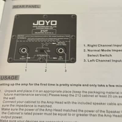 Joyo 212V Cabinet 2x12”  Celestion Vintage 30 Stereo 8 Ohms+ 8 Ohms  Mono 4/16 Ohms image 14