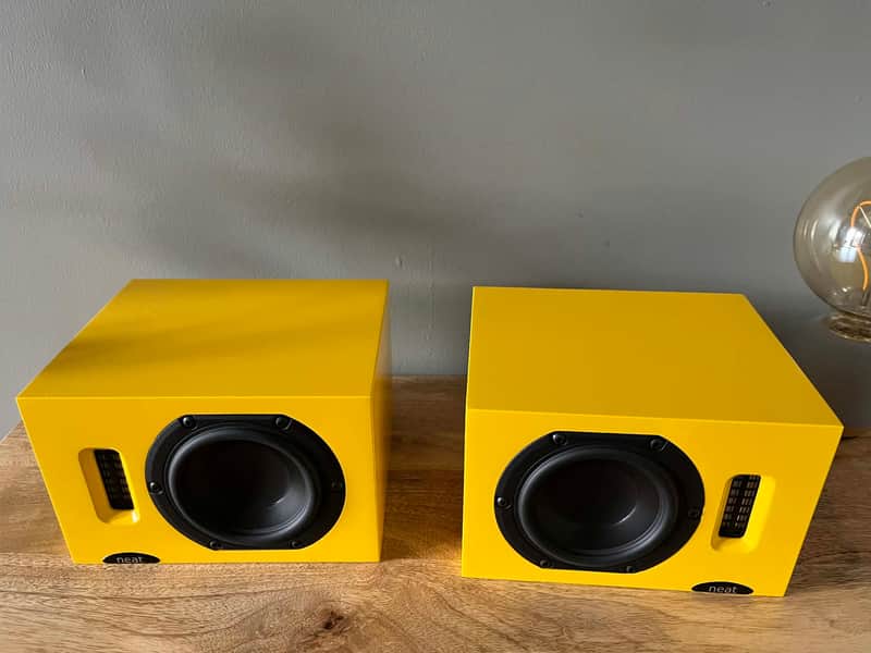 Neat Acoustics IOTA loudspeakers. Yellow image 1