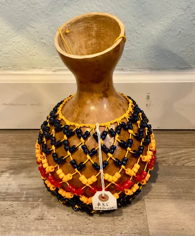 African Sèkèrè - Medium - Orange/Navy Blue/Red image 1