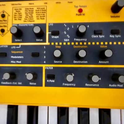Dave Smith Instruments Mopho 32-Key Monophonic Synthesizer 2011 - 2016 - Yellow with Wood Sides image 3