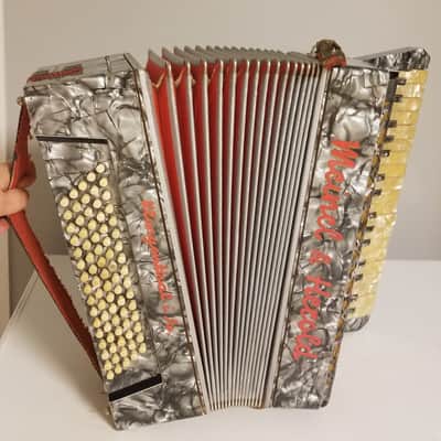 Rare Antique German Accordion Meinel & Herold Klingenthal + Original Solid Case image 1