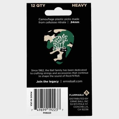 Camouflage Cellulose Picks Heavy 12-Pack celluloid hvy-gauge .94mm world-standard pick specs in camo image 2