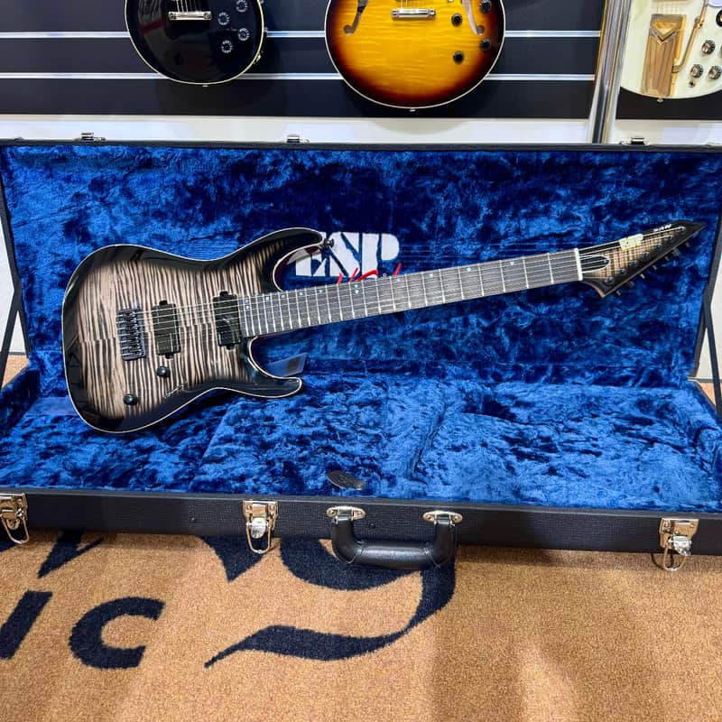 ESP USA Custom Shop M 7HT Baritone FM See Thru Black Sunburst, Fluence image 1