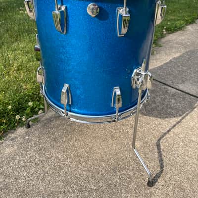 Ludwig No. 948 Classic 14x14" Floor Tom with Keystone Badge 1960 - 1968 Blue Sparkle image 5