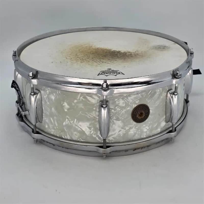 Used Vintage Gretsch Snare Drum White Marine Pearl - Fair image 1