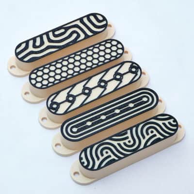 Custom Single Coil Pickup Covers Set (No Holes) - Cream-Topo image 6