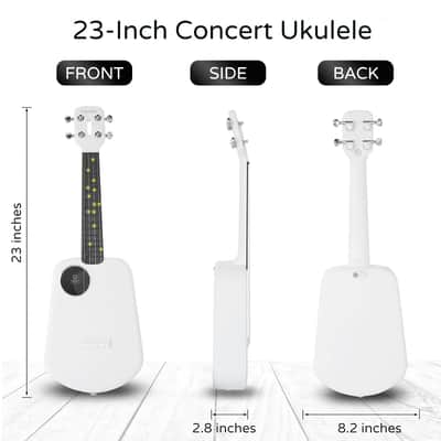 PopuMusic Populele 2 Smart Concert Ukulele - 23" Carbon Fiber with 72 LED Lights, Free Online Lessons & Song Library, Auto-Tuner, Includes Gig Bag, Strap, Nylon Strings & Picks for Family Fun,Travel & Gifts image 3