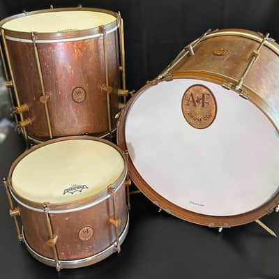 A&F Drum Co. Raw Copper Bop Drum Set (12/14/18) 2025 - Copper Patina image 2